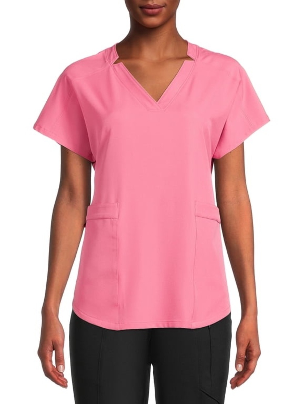 NWT ClimateRight by Cuddl Duds Women's V-Neck Scrub Top Sachet Heather L